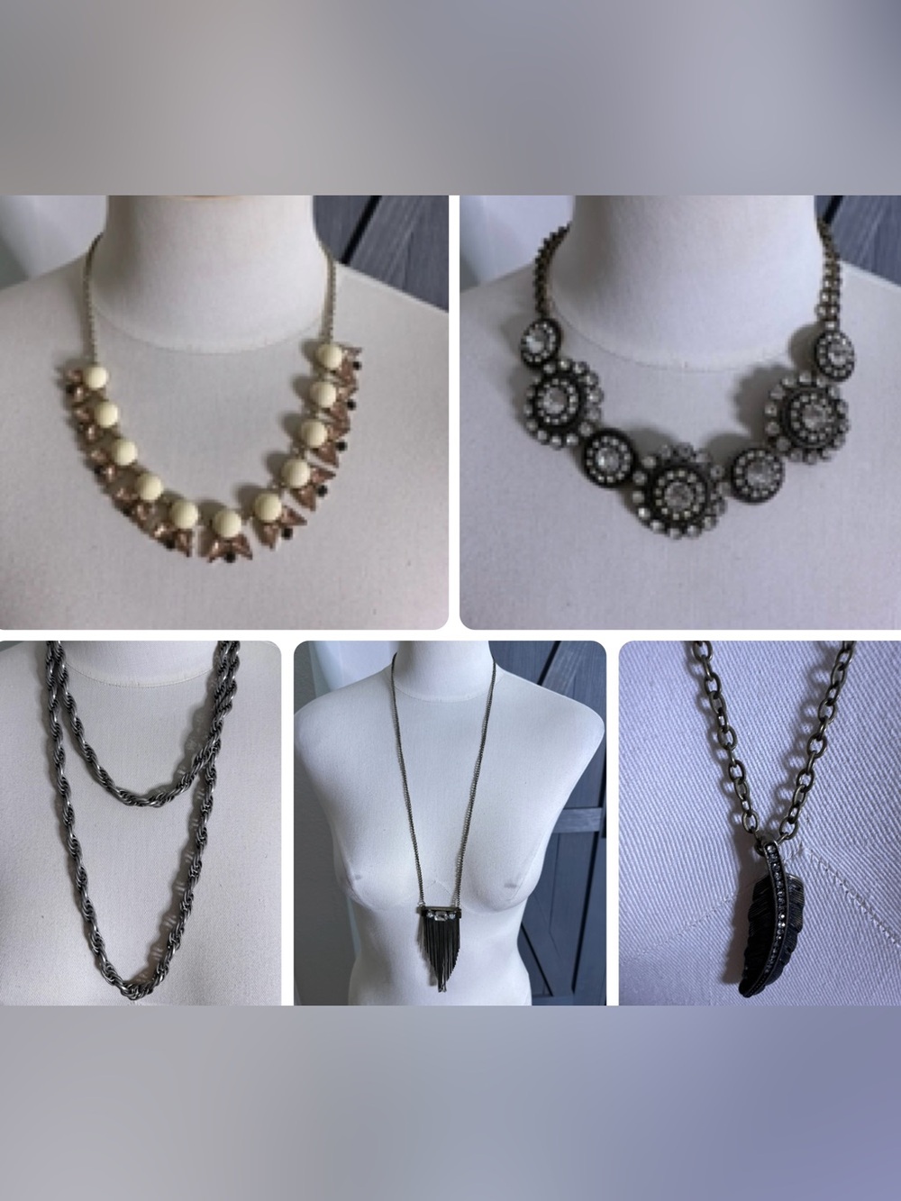 Bundle of 5 Statement Necklaces in Black & Gold. JCrew Factory